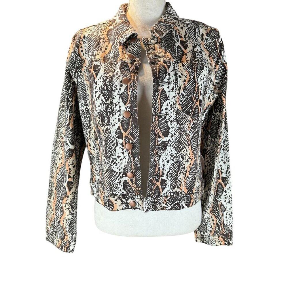 Eva Mendes for New York and Company Womens Denim Jacket Snakeskin NWT Orig $100